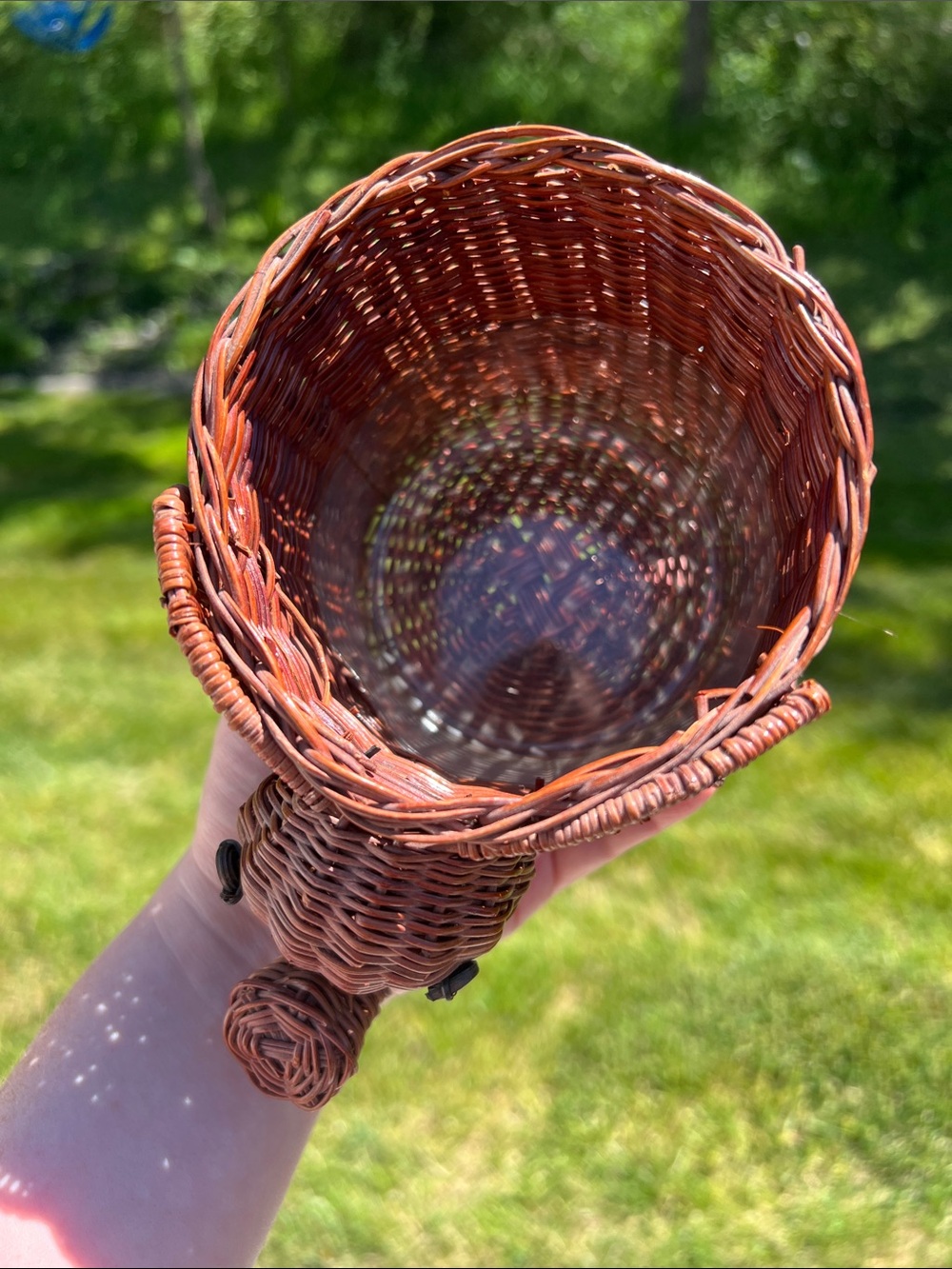 Vintage Boho MCM Kitsch Elephant Wicker Rattan Woven Planter Basket - Picture 3 of 7